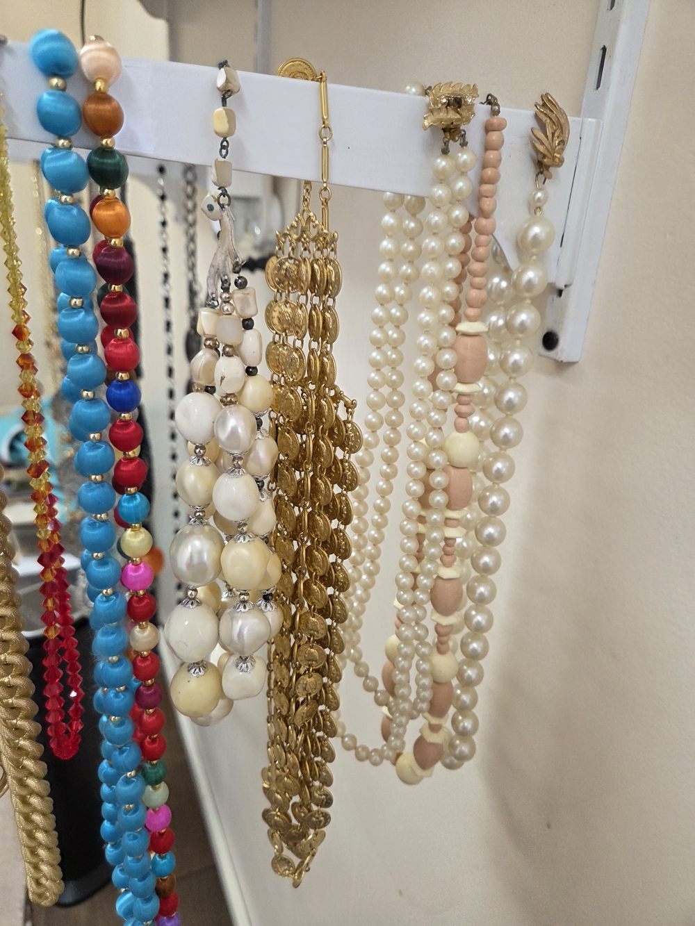 Gold and Ivory Multi-Strand Beaded Necklace Set - Women Jewelry
